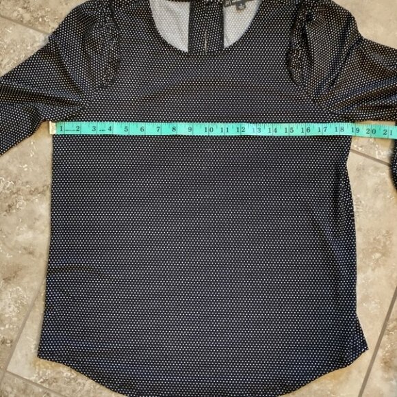 Women's Adrianna Papell Black and White Polka Dot Ruffle Blouse Size Small - Picture 9 of 11
